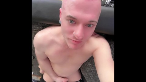Bald Femboy masturbate
