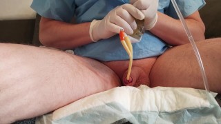 Long play with catheter, pee, diaper, prostate with cumshot.