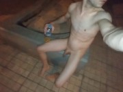 Preview 1 of Nude in public, piss showering, masturbating and cum
