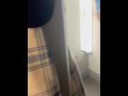Jerking off my huge cock in H&M fitting room! Almost Caught