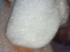 new girlfriend in the tub full of foam, all sexy and naughty, dancing sexy in the motel