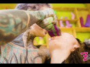Preview 6 of Tattoo Lesbian gets HARD fisted till she have a REAL ORGASM, alt goth punk