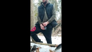 RISKY PUBLIC MASTURBATION On My walk in the Woods (Big Cumshot)