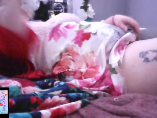 BBW Teases herself with Vibrator in Nightgown
