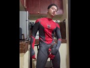 Preview 2 of Jush Lee- Your Horny Inked Hunk Spidey Jerking Off