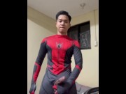Preview 4 of Jush Lee- Your Horny Inked Hunk Spidey Jerking Off