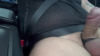 Playing with my cock in car