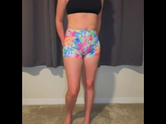Trying on my new workout shorts with no panties on