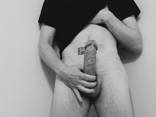 Stroking a Fat Dick in Monochrome - Watch me Masturbate in Black and White