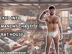 Tricked into chastity in frat house