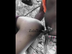 Mzansi Ebony 031Babe gets pussy fucked in doggy style position by ZuluTarzen in the bushes