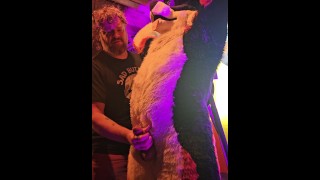 Blindfolded Canine edged by Daddy Bear until he cums