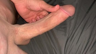 ON EDGE 8 INCH MONSTER COCK JERK OFF IN BED! INTENSE MOANING (POV CLEAN SHAVED DICK)