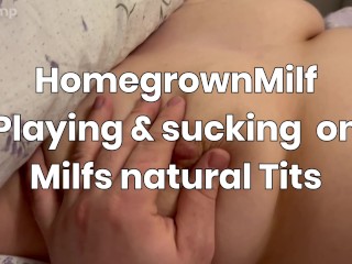 Sucking on and playing with English Milfs Big Natural Tits Video