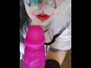 Preview 1 of Goth Clown Girl gives Daddy a Deepthroat Blowjob