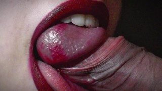 Soft BLOWJOB with LIPSTICK staining his DICK / CUM IN MOUTH / HUGE LOAD