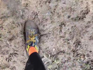 Muddy Walk - Messy Muddy Socks and Shoes - Side of Light