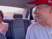Preview 2 of Sex in the Car with the Uber driver who was a fan of mine and I gave him my thongs - Savannah Watson