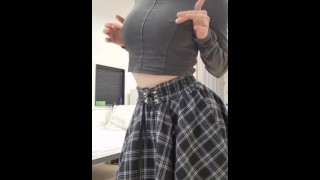 Sexy college girl rubbing her nipples.😏💕