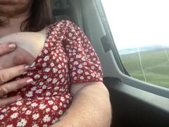 Big natural tits flashing