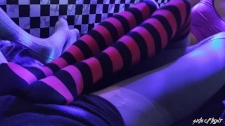 Sock Fetish - Calze a righe e grigie - Sock Job Tease