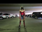 Preview 1 of Wonder Woman patrolling the streets, flashing her pussy and tits, and cutting off her costume!