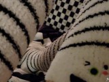White Fuzy Thigh High Cat Socks - Sock Fetish - Side Of Light