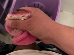 I masturbate smelling my stepmother's used panties and cum on them