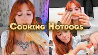 Cooking hotdogs on kitchen
