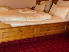 Big tits shemale dick flash in the sauna spa hotel