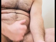 Preview 1 of HAIRY MUSCLE BEAR CUMMING INTO HAND