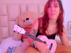 Your little redhead virtual slut plays the ukulele for you