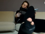 Preview 1 of POV foot play, tickling and foot worship (POV foot worship, foot tickle, sexy feet, worn socks)
