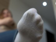 Preview 4 of Very smelly and worn white Puma socks (POV foot worship, socks worship, stinky socks, foot smelling)