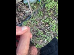 Long dick pissing in the woods