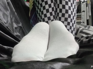 White Socks with Checkered Pants - Sock Soles - Sock Fetish - Side Of Light