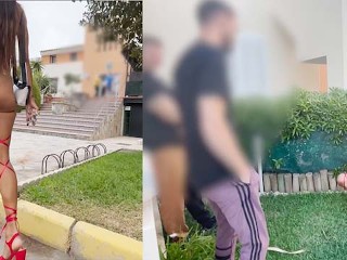 Naked in Hotel Lobby and Masturbation for two Men