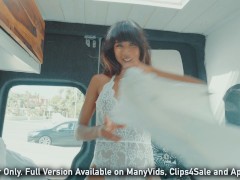 Fucking Huge Dildo in RV With Open Doors