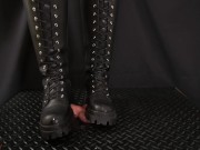 Preview 6 of Full Weight Aggressive Crush Marching in Combat Boots - Ball Stomping, Bootjob, Shoejob, Ballbusting