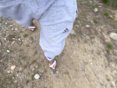 Sissy in high heels walking the trails