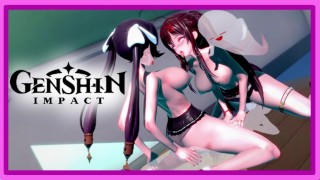 Genshin Impact - Hu Tao and Mona waiting for you in an orgy