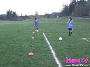 Preview 1 of Soccer sluts flashing the coach
