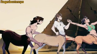 Animação de desenhos animados Centaur Threesome Hentai