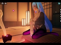 Kadobu [ weird HENTAI game  ] Ep.2 FUTANARI girl doing footjob to living dildo