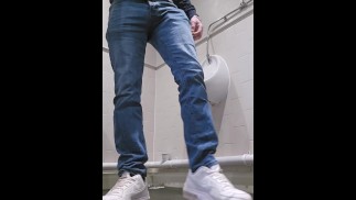 Pissing in a public urinal risky filming