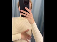 teasing in public place touching nipples play tits
