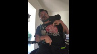 Sexy disabled man uncut bong hit