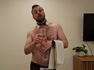 POV of Amateur Guy Playing Butler and Spanking himself for you