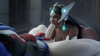 Sombra Taking A Big Load Of Cum In Her Mouth