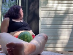 watch me crush a juicy watermelon with my thick thighs and bust it everywhere